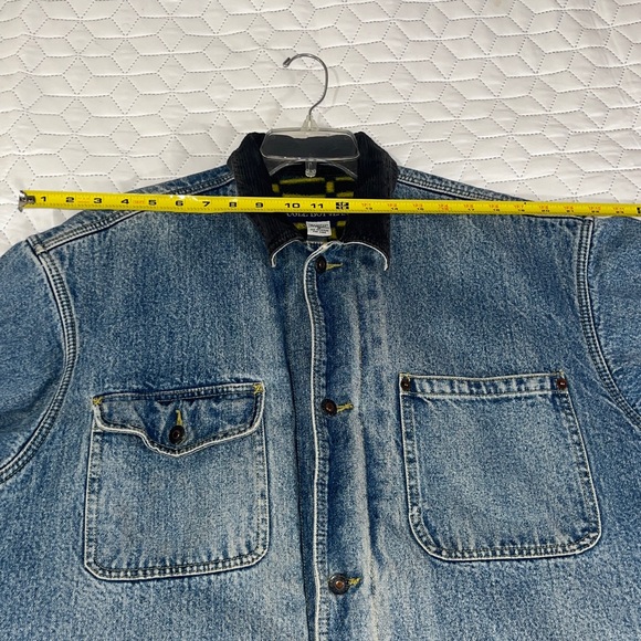Vintage Bugle Boy Denim Barn Jacket Fleece Lined Corduroy Collar Size M - Picture 9 of 12